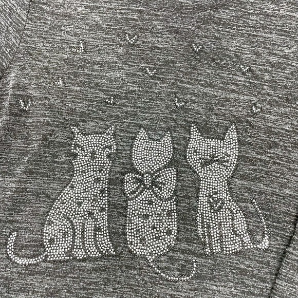 Anna Bella Cozy Cute Knit Sweater 3/4 Sleeve w Silver Studded Cat Design sz 2XL - Picture 2 of 8